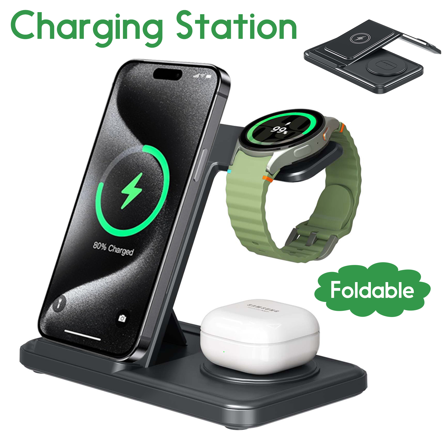 Smartwatch Watches For Iphone - Desktop 3-in-1 Wireless Charger Station For