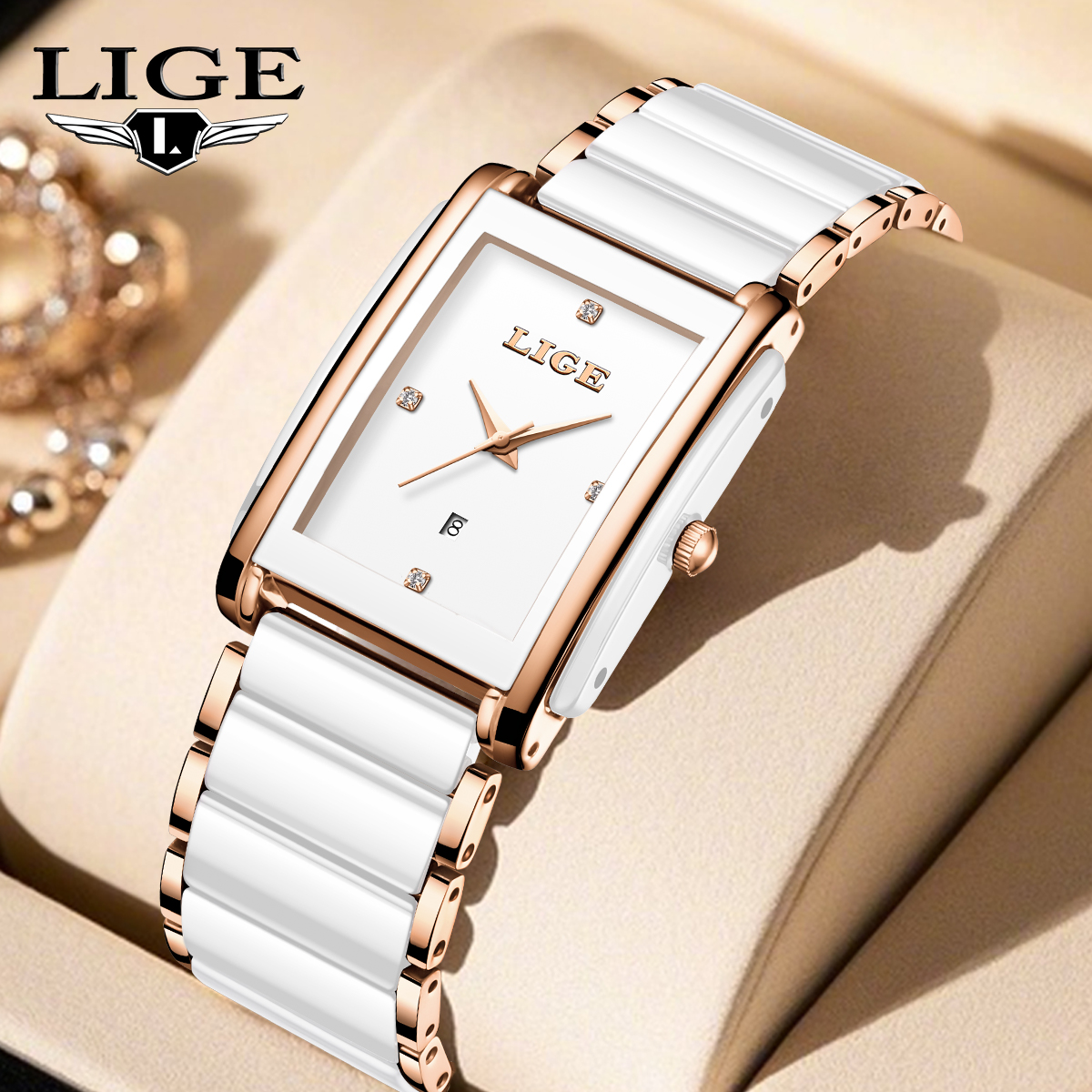 Luxury Ceramic Watch - LIGE Fashion Elegant Watch for Women