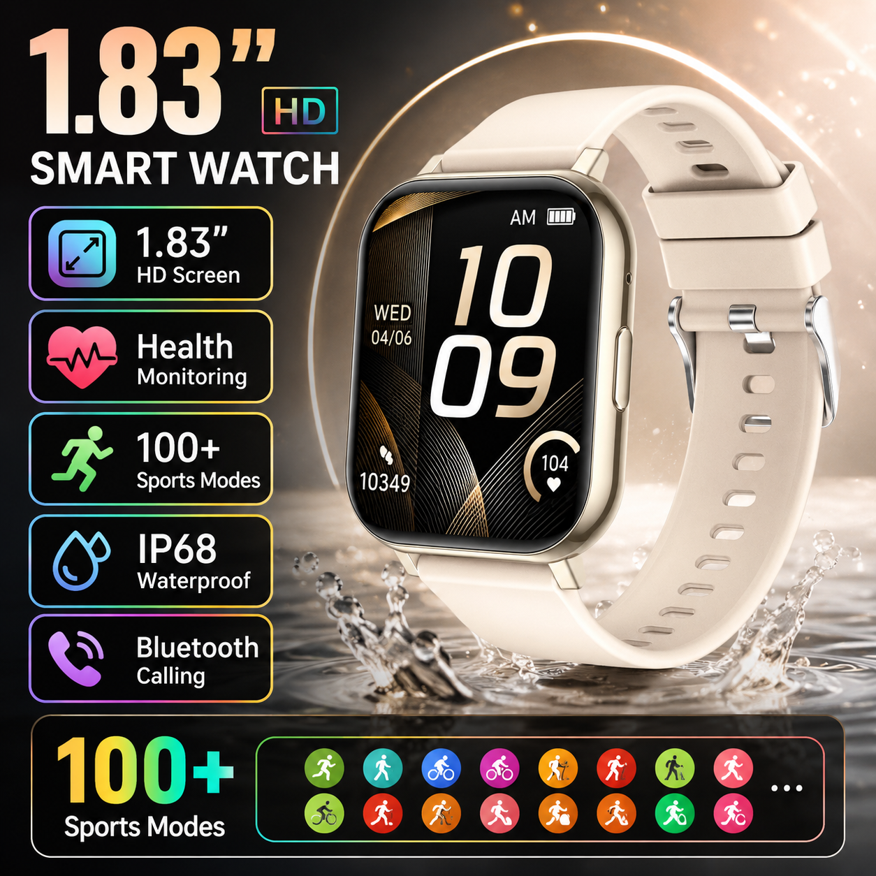 Smartwatch Health Watches For Men - LIGE New 1.83