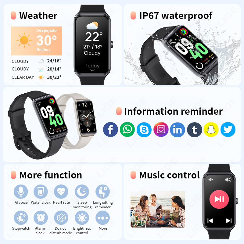 LIGE Couple Smart Wristband Me - Smartwatch Latest Watches For Men avis et prix