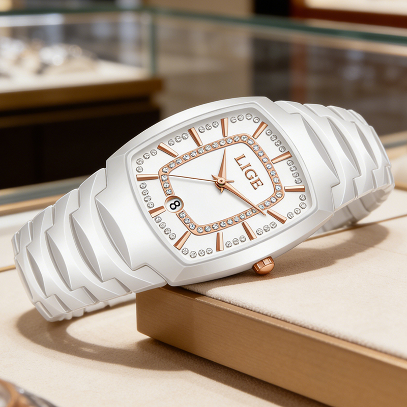 LIGE Elegant Women Watch Fashi - Luxury Ceramic Watch avis et prix
