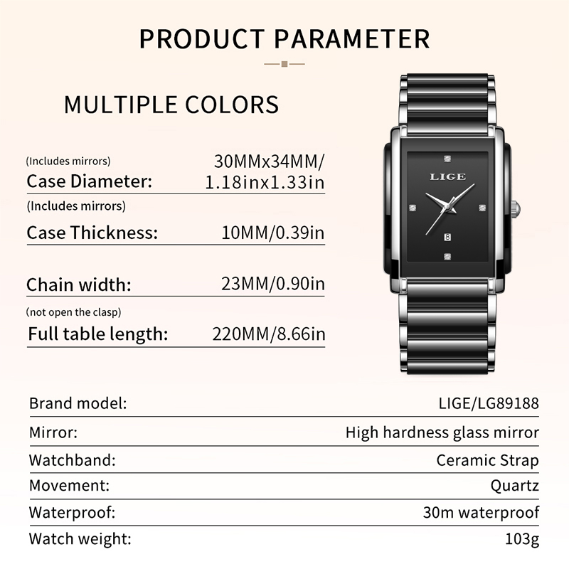 LIGE New Luxury Women Watches  - Luxury Ceramic Watch avis et prix