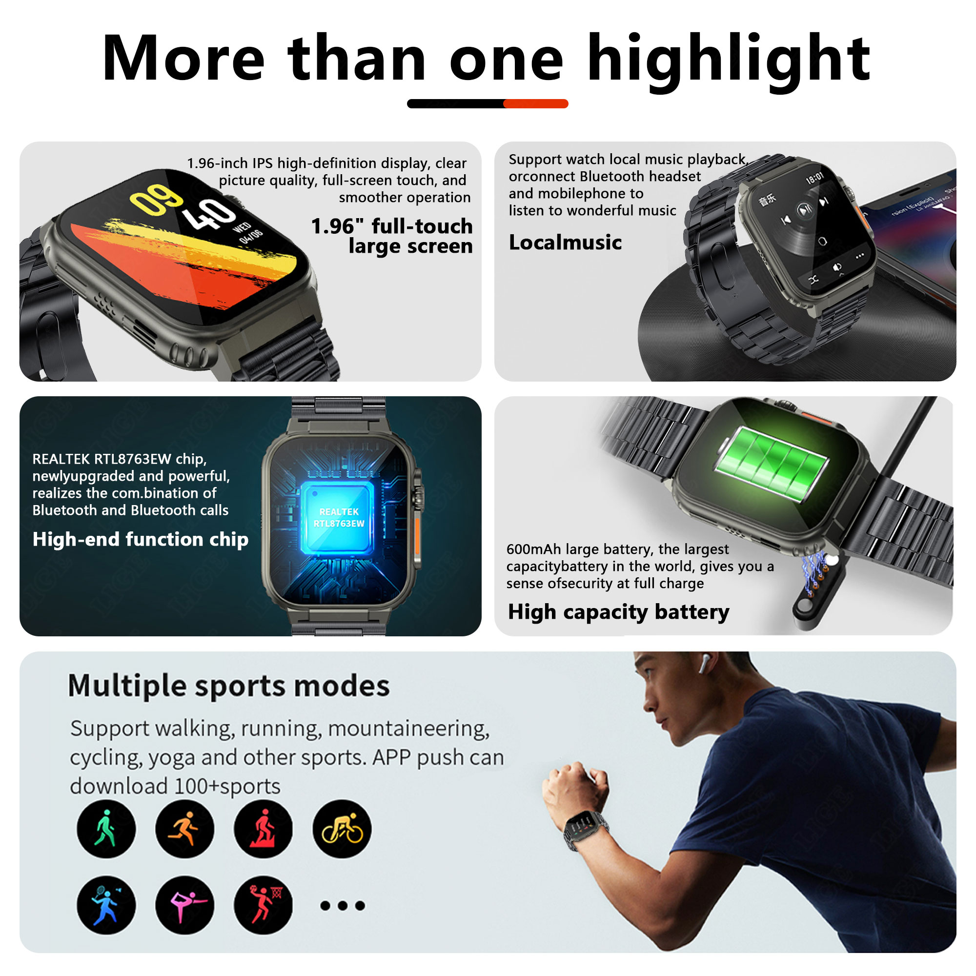 LIGE 600mAh Military Outdoor S - Smartwatch Latest Watches For Men avis et prix