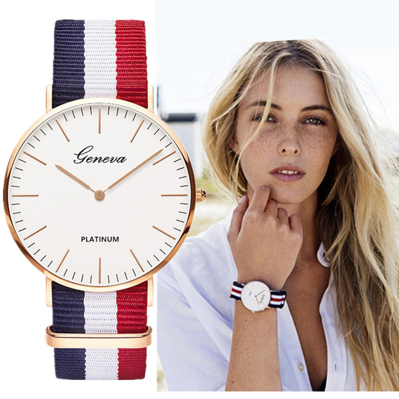 Classic Fashion Stripe Nylon B - Smartwatch Ladies Watches Branded avis et prix