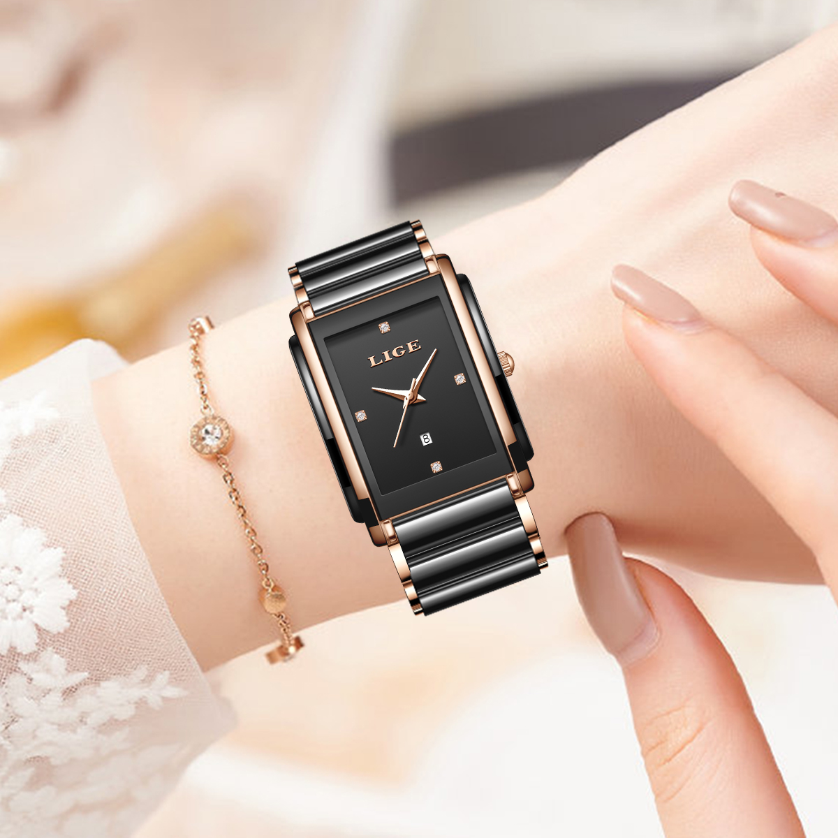 LIGE Fashion Elegant Watch for - Luxury Ceramic Watch avis et prix