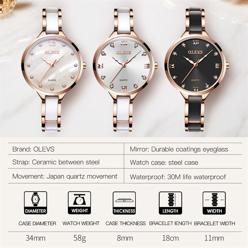 OLEVS New Fashion Women Quartz - Luxury Ceramic Watch avis et prix